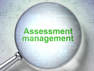 Image showing Business concept: Assessment Management with optical glass