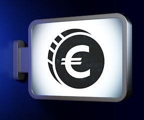 Image showing Money concept: Euro Coin on billboard background