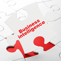Image showing Finance concept: Business Intelligence on puzzle background