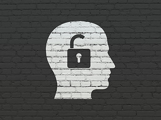 Image showing Business concept: Head With Padlock on wall background