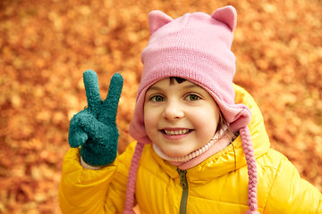 Image showing happy little girl in autumn park