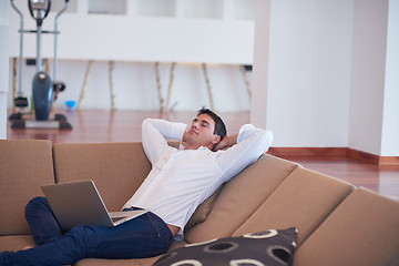 Image showing working on laptop computer from home