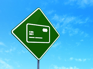 Image showing Banking concept: Credit Card on road sign background