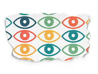 Image showing Security concept: Eye icons on Torn Paper background