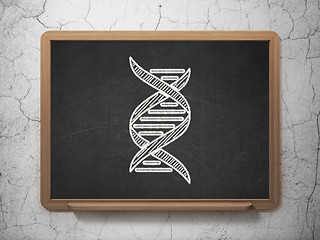 Image showing Science concept: DNA on chalkboard background