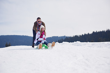 Image showing happy young couple having fun on fresh show on winter vacation