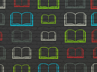 Image showing Studying concept: Book icons on wall background