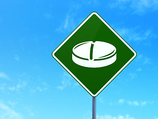 Image showing Healthcare concept: Pill on road sign background