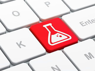Image showing Science concept: Flask on computer keyboard background