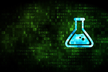 Image showing Science concept: Flask on digital background