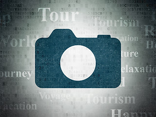 Image showing Vacation concept: Photo Camera on Digital Paper background