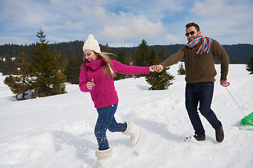 Image showing happy young couple having fun on fresh show on winter vacation