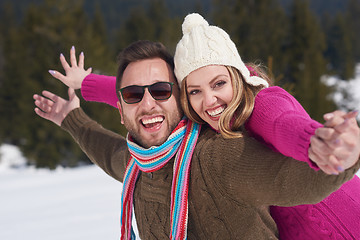 Image showing romantic young couple on winter vacation