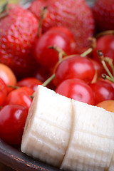 Image showing Composition with fruits cherry bananas strawberry