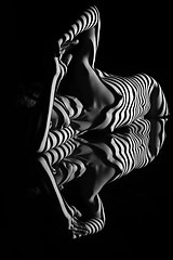 Image showing The nude woman with black and white zebra stripes