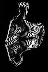 Image showing The nude woman with black and white zebra stripes