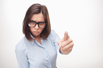 Image showing young business woman showing on the white background