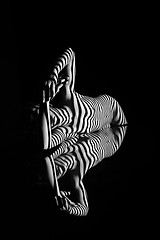 Image showing The nude woman with black and white zebra stripes