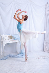 Image showing Professional ballet dancer posing on white