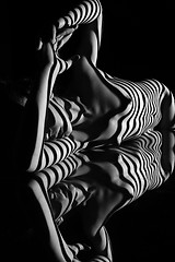 Image showing The nude woman with black and white zebra stripes