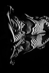 Image showing The nude woman with black and white zebra stripes