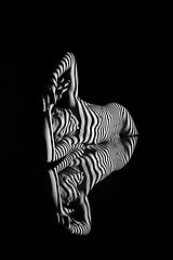 Image showing The nude woman with black and white zebra stripes