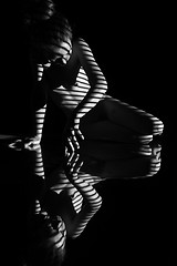 Image showing The nude woman with black and white zebra stripes