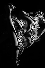 Image showing The nude woman with black and white zebra stripes