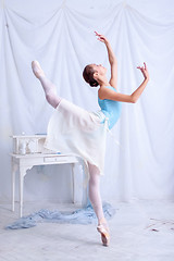 Image showing Professional ballet dancer posing on white