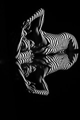 Image showing The nude woman with black and white zebra stripes