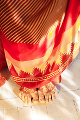 Image showing Legs decorated with indian mehandi painted henna 