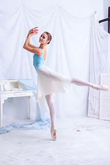 Image showing Professional ballet dancer posing on white