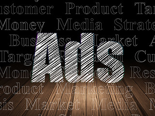 Image showing Marketing concept: Ads in grunge dark room