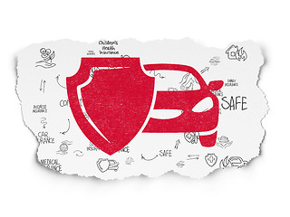 Image showing Insurance concept: Car And Shield on Torn Paper background