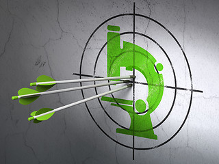 Image showing Science concept: arrows in Microscope target on wall background