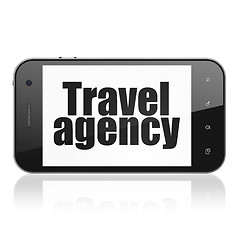 Image showing Vacation concept: Smartphone with Travel Agency on display