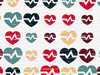 Image showing Health concept: Heart icons on wall background