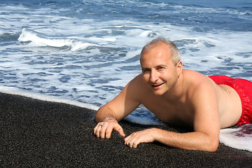 Image showing Black sand beach