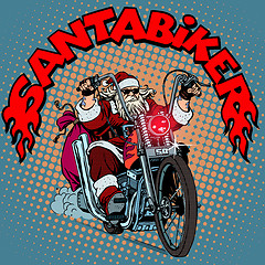 Image showing Santa Claus biker motorcycle Christmas gifts