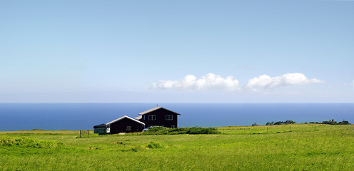 Image showing Farm by the ocean