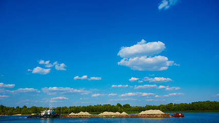 Image showing river barge loaded with sand