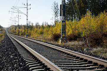 Image showing Railroad tracks closeup