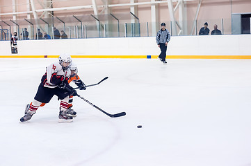 Image showing Children play ice-hockey