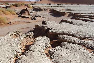 Image showing beautiful sunrise landscape of hidden Dead Vlei