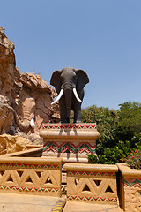 Image showing Gigantic monkey statues on fountain in famous Lost City