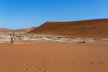 Image showing beautiful sunrise landscape of hidden Dead Vlei