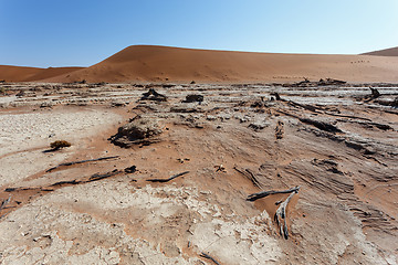 Image showing beautiful sunrise landscape of hidden Dead Vlei