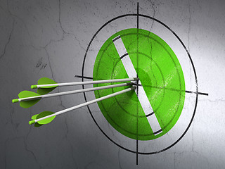 Image showing Medicine concept: arrows in Pill target on wall background