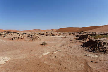 Image showing beautiful sunrise landscape of hidden Dead Vlei