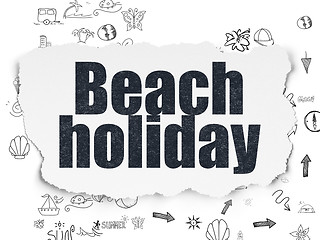 Image showing Travel concept: Beach Holiday on Torn Paper background